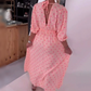 💜 LAST DAY PROMOTION - 50%OFF 💜 V-Neck Striped Short Sleeve Dress with Heart Print