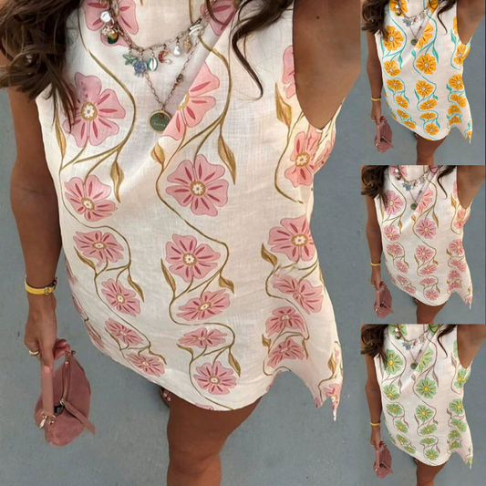 💜 LAST DAY PROMOTION - 50%OFF 💜Women's Casual Sleeveless Floral Print Dress