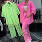 💜 LAST DAY PROMOTION - 50%OFF 💜 Women's Button-Down Shirt & Pants 2-Piece Set