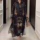 💜 LAST DAY PROMOTION - 50%OFF 💜 Women's loose long sleeve printed maxi dress with v-neck