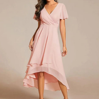 💜 LAST DAY PROMOTION - 50%OFF 💜Women's V-Neck Ruffled Asymmetrical Hem Dress