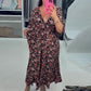 💜 LAST DAY PROMOTION - 50%OFF 💜 V-neck Printed Maxi Dress with 3/4 Sleeves