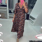 💜 LAST DAY PROMOTION - 50%OFF 💜 V-neck Printed Maxi Dress with 3/4 Sleeves