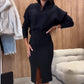 💜 LAST DAY PROMOTION - 50%OFF 💜Women's Casual Half Zip Tops ＆ Slit Skirt 2-Piece Set