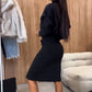 💜 LAST DAY PROMOTION - 50%OFF 💜Women's Casual Half Zip Tops ＆ Slit Skirt 2-Piece Set