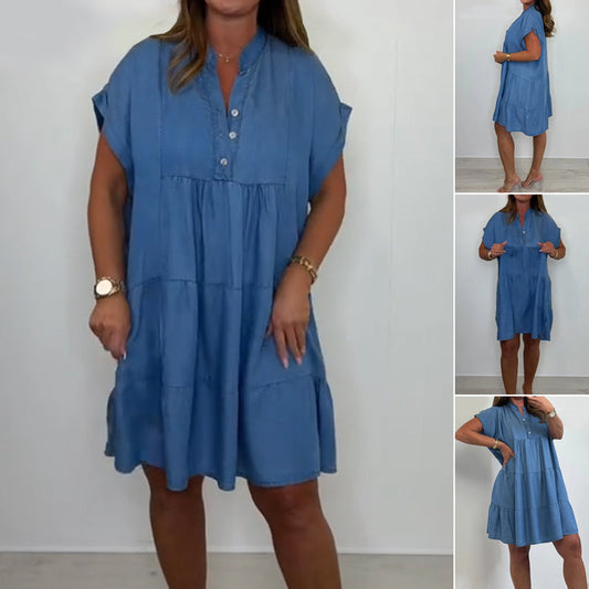 💜 LAST DAY PROMOTION - 50%OFF 💜 Women's Casual Solid Button-Down Short Dress