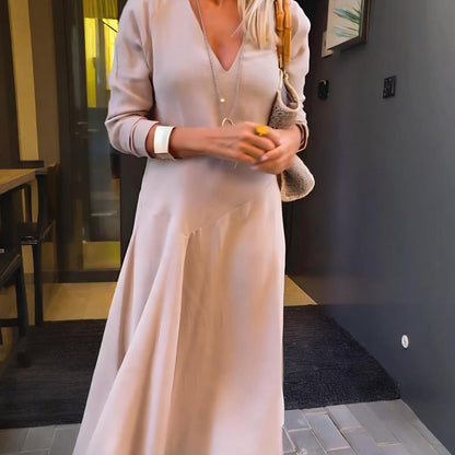 💜 LAST DAY PROMOTION - 50%OFF 💜 Women's V-Neck Solid Dress
