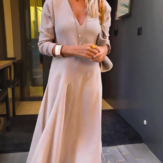 💜 LAST DAY PROMOTION - 50%OFF 💜 Women's V-Neck Solid Dress