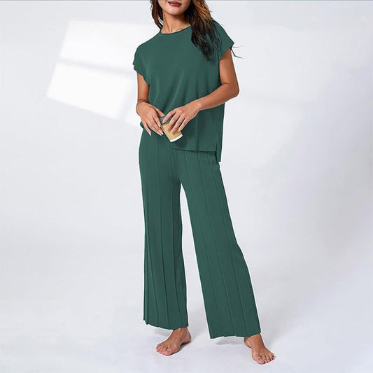 💜 LAST DAY PROMOTION - 50%OFF 💜 Women’s Cap-Sleeve Top & Wide-Leg Pants Set