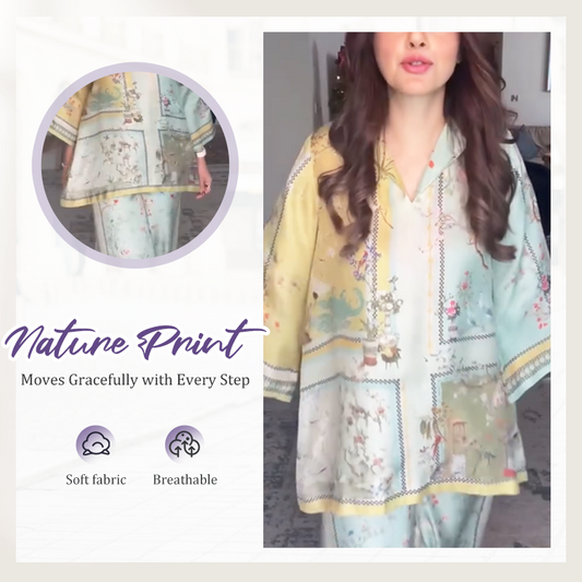 💜 LAST DAY PROMOTION - 50%OFF 💜 Women's Soft Nature Print Casual 2-Piece Set