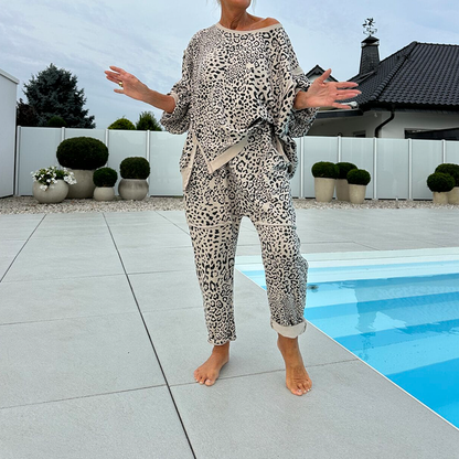 💜 LAST DAY PROMOTION - 50%OFF 💜 Women's Leopard Print Top & Pants 2-Piece Set
