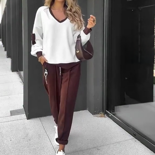 💜 LAST DAY PROMOTION - 50%OFF 💜 Color-Block Pullover Hoodie & Jogger Pants Set