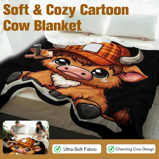 🔥LAST DAY PROMOTION - 50%OFF🐮Soft & Cozy Cartoon Cow Blanket
