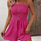 💜 LAST DAY PROMOTION - 50%OFF 💜 Women's Strapless Frill Trim Shirred Tie Front Wide Leg Tube Romper