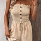 💜 LAST DAY PROMOTION - 50%OFF 💜 Women's Strapless Frill Trim Shirred Tie Front Wide Leg Tube Romper