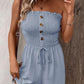 💜 LAST DAY PROMOTION - 50%OFF 💜 Women's Strapless Frill Trim Shirred Tie Front Wide Leg Tube Romper